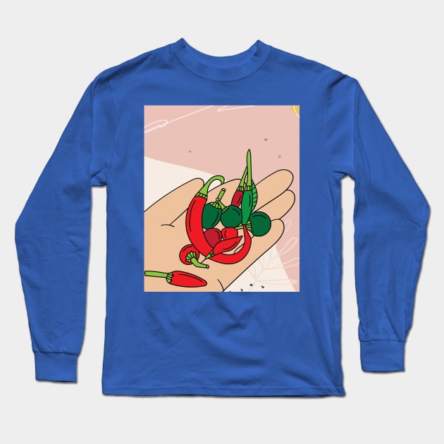 Chilli Spicy Food Vegetable Hot Peppers Long Sleeve T-Shirt by flofin